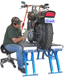 EZcarlift™ can be used as a motorcycle lift, cycle dolly, an ATV work platform